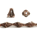 8x6mm Copper Bead Cap Bali Style Scrollwork 8 inch 28 pcs