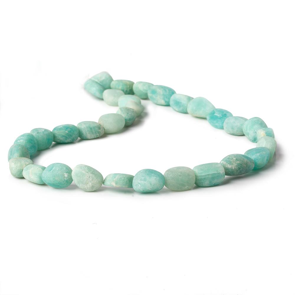 8x7-9.5x8.5mm Matte Amazonite tumbled plain nuggets 13 inch 32 beads  A