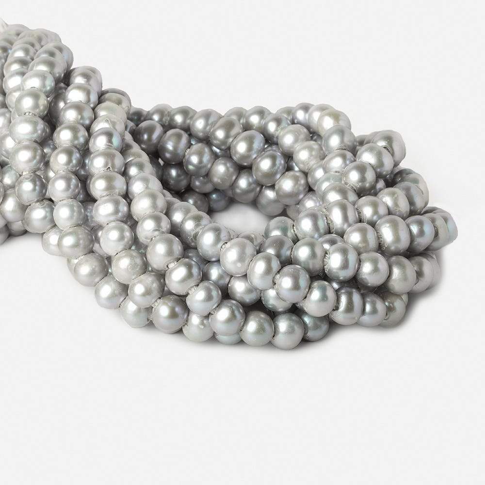 8x7-9x7mm Purplish Silver 2.5mm Large Hole Off Round Pearl 16 inch 55 pieces