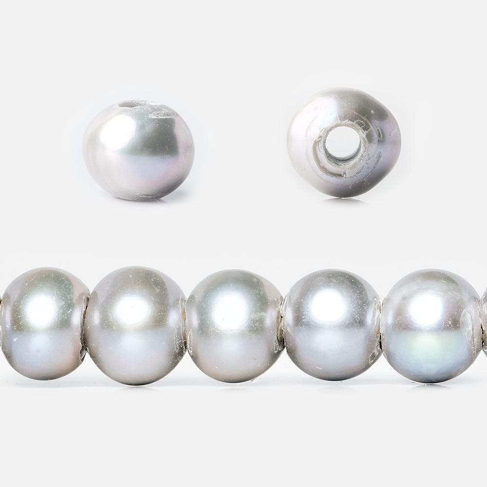8x7-9x7mm Rose' Dark Silver 2.5mm Large Hole Off Round Pearl 16 inch 55 pieces