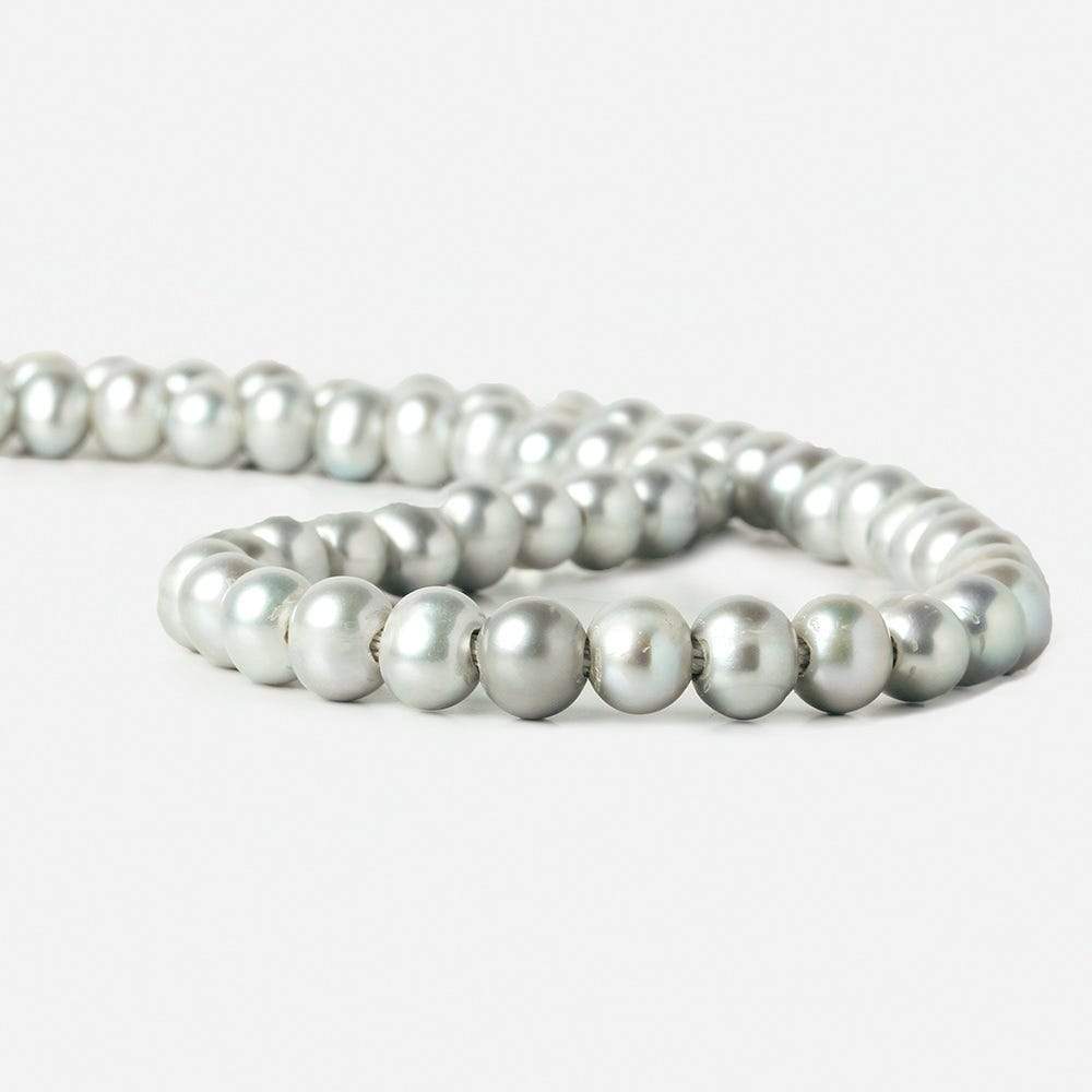 8-9mm Silver 2.5mm Large Hole Off Round Pearl 16 inch 55 pieces