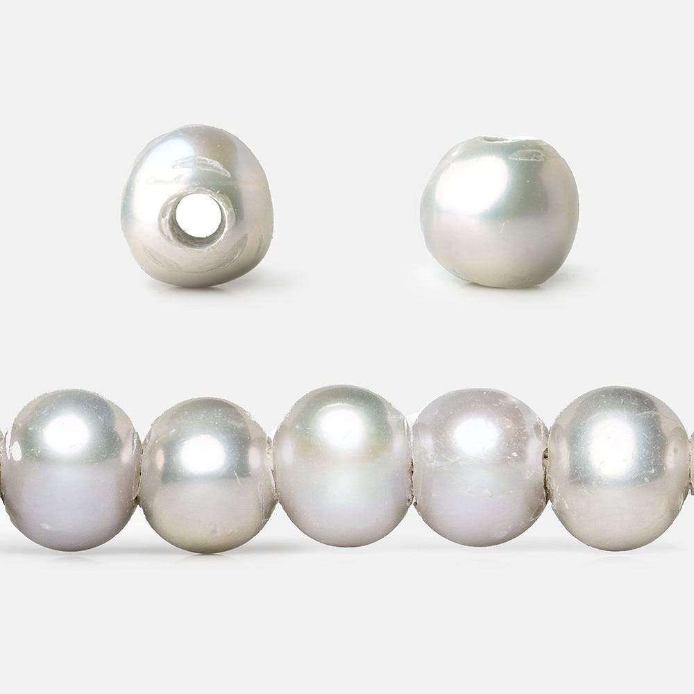 8x7-9x7mm Very Pink Silver 2.5mm Large Hole Off Round Pearl 16 inch 55 pieces