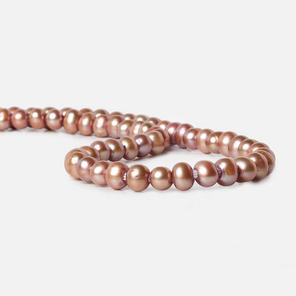 8x7-9x8mm Pink Champagne Off Round Large Hole Freshwater Pearl 15 inch 55 pieces