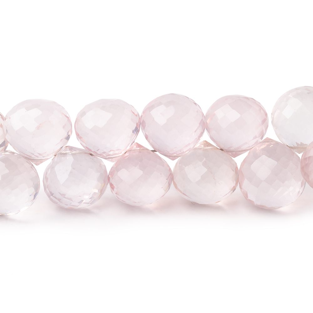 8x8-11x11mm Rose Quartz Faceted Candy Kiss 8 inch 40 Beads