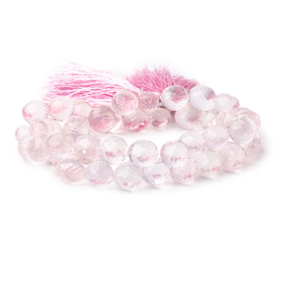 8x8-11x11mm Rose Quartz Faceted Candy Kiss 8 inch 40 Beads