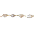 8x8-10x8mm Mystic Of White Moonstone plain nugget Gold plated Chain by the foot