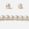 8x9mm White Straight Drilled Oval Large Hole pearls 8 inch