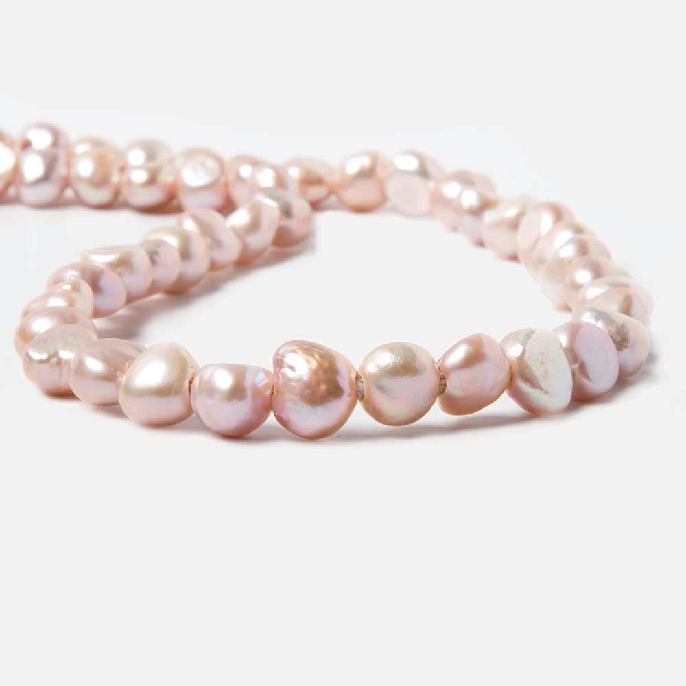 8x8.5-9x10.5mm Bridal Peach Baroque 2.5mm large hole Pearls 15 in. 48 pcs