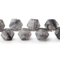 9-10.5mm Black Moss Quartz Top Drill Hexagon Beads 8 inch 30 pieces