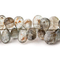 9-10mm Tourmalinated Moss Aquamarine Faceted Pear Beads 8 inch 67 pieces