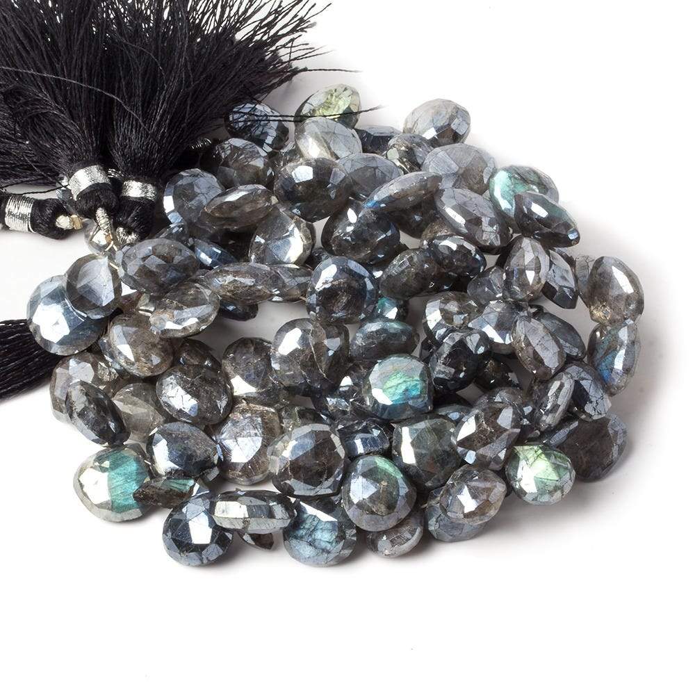 9-11mm Mystic Labradorite Faceted Heart Beads 8 inch 35 pieces