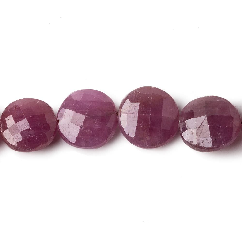 9-11mm Ruby faceted Coin Beads 8 inch 20 beads