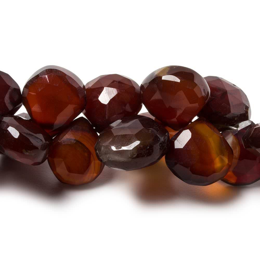 9-12mm Coconut Brown Chalcedony Faceted Heart Beads 8 inch 48 pieces