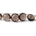 9-12mm Smoky Quartz Faceted Top Drilled Coin Beads 8 inch 15 pieces