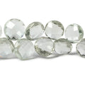 9-13mm Prasiolite Top Drilled Faceted Coin Beads 7 inch 30 pieces