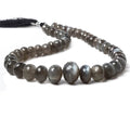 9-14mm Platinum Grey Moonstone faceted rondelles 14 inch 48 Beads