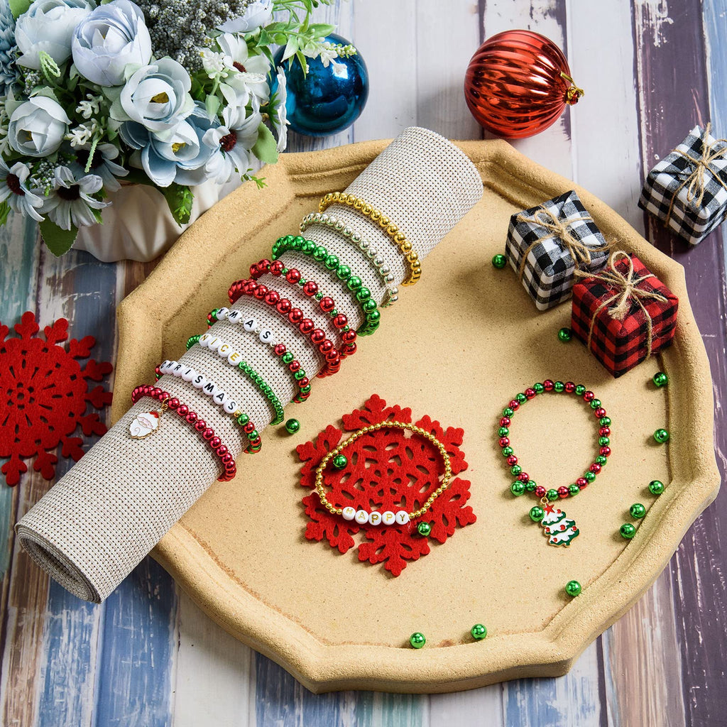 DECYOOL Christmas Jewelry Beads Set 1800pcs Red Green Silver Gold Small
