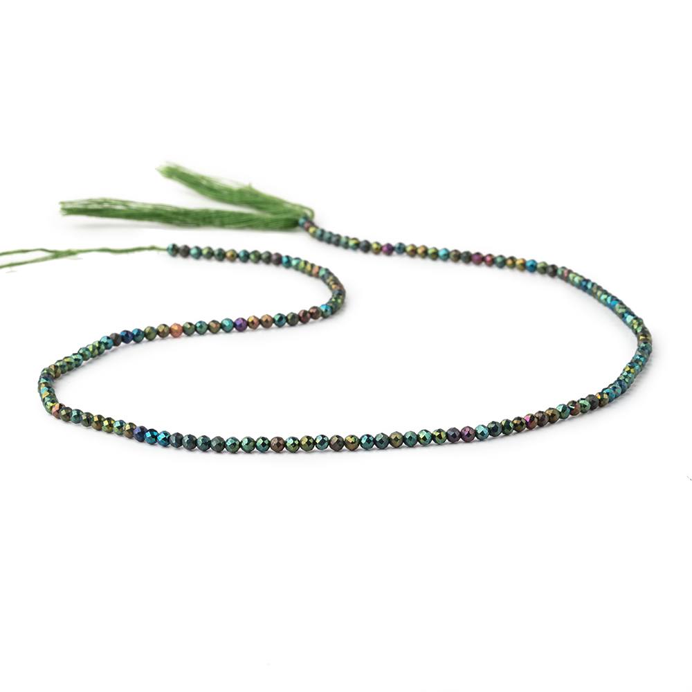 2mm Metallic Green Black Spinel Micro Faceted Rounds 13 inch 183 beads