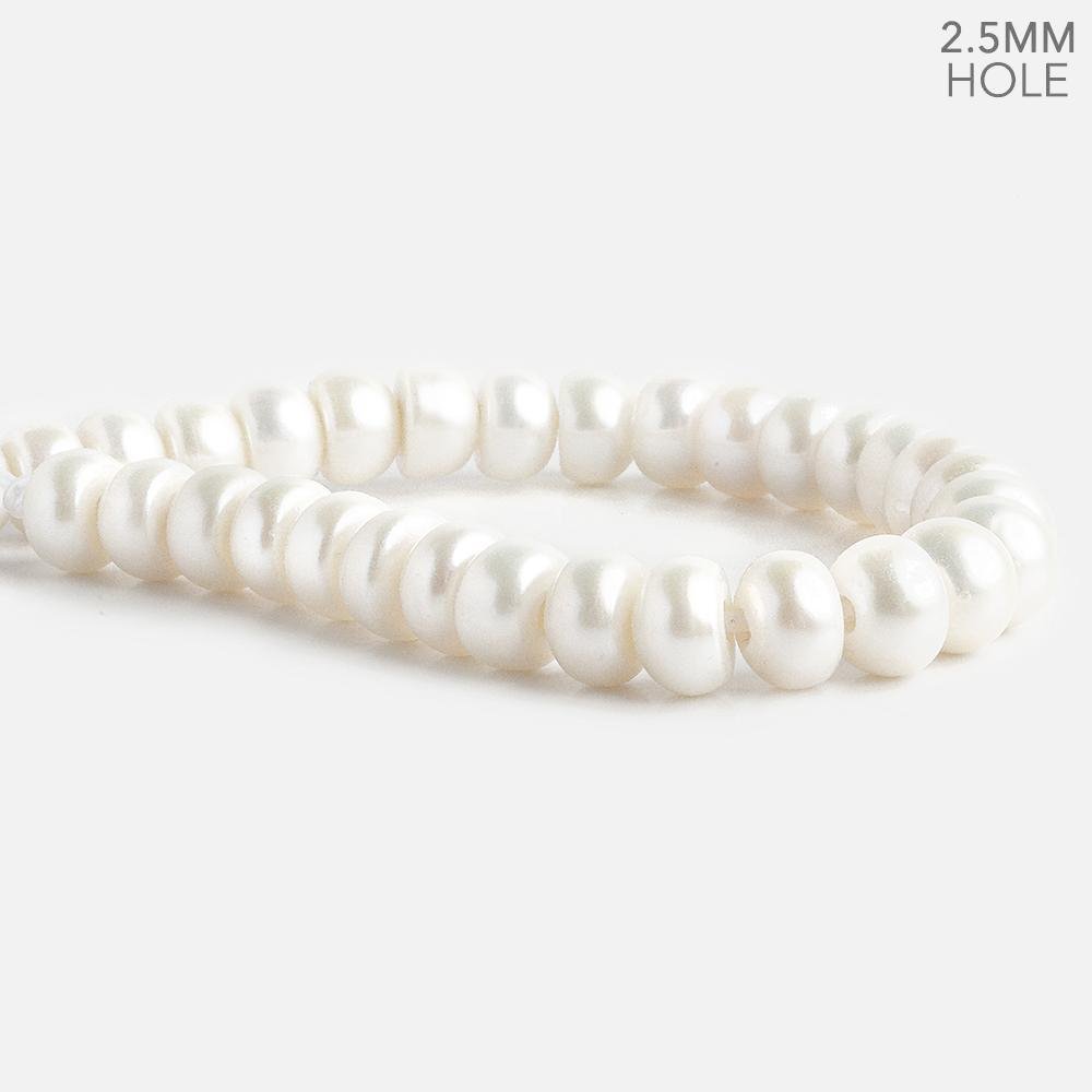 9.5-10mm Off White 2.5mm Large Hole Button Freshwater Pearls 30 pieces