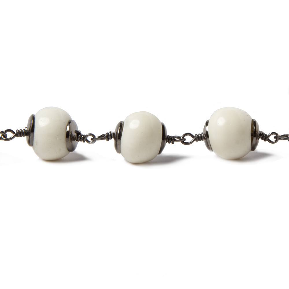9.5-10mm Ox Bone Oxidized Silver Capped Chain by the foot 19 pcs