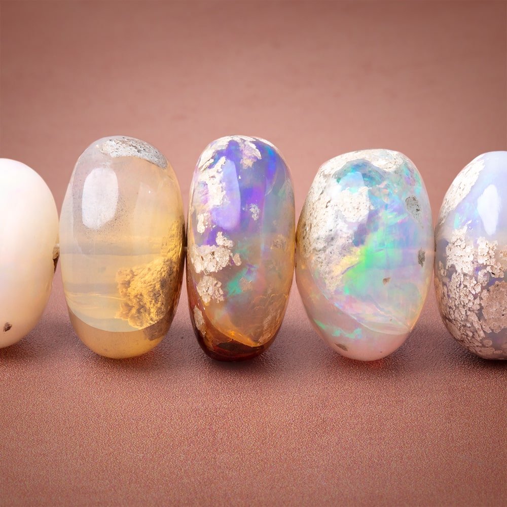 9.5-15mm Ethiopian Opal with Matrix Plain Rondelle Beads 20 inch 75 pieces AA