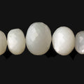 9.5mm - 18.5mm White Moonstone faceted rondelles 16 inch 43 beads A