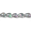 9.5x6.5mm Mystic White Topaz straight drilled faceted tear drops 9 inch 25 beads AA