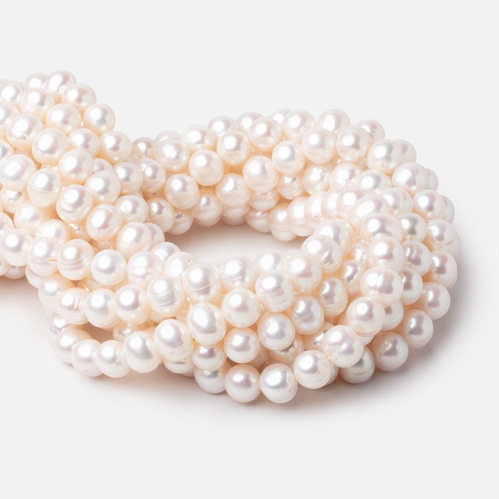 10mm Creamy White Off Round Freshwater Pearls 16 inch 42 Beads