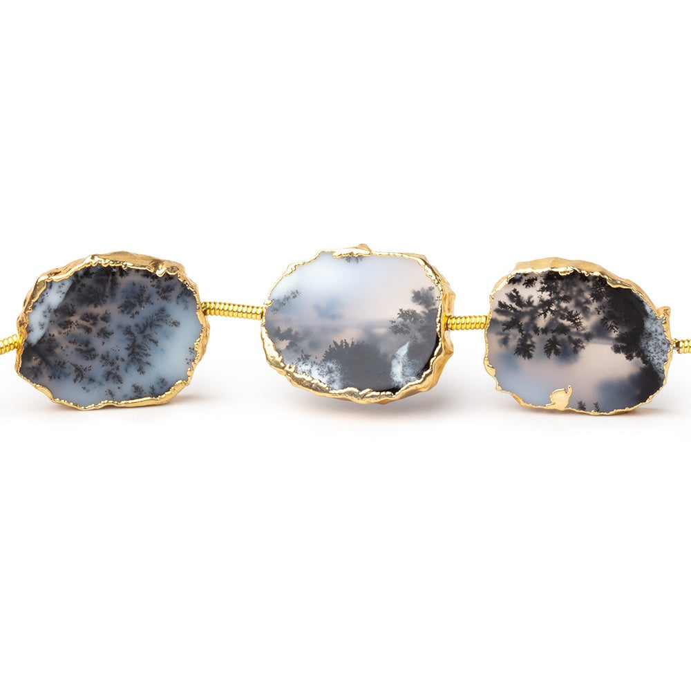 15x12-16x13mm Gold Leafed Dendritic Opal slice strand 8 inch 10 pieces