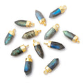 14-16mm Gold Leafed Labradorite Spike Pendant 1 piece