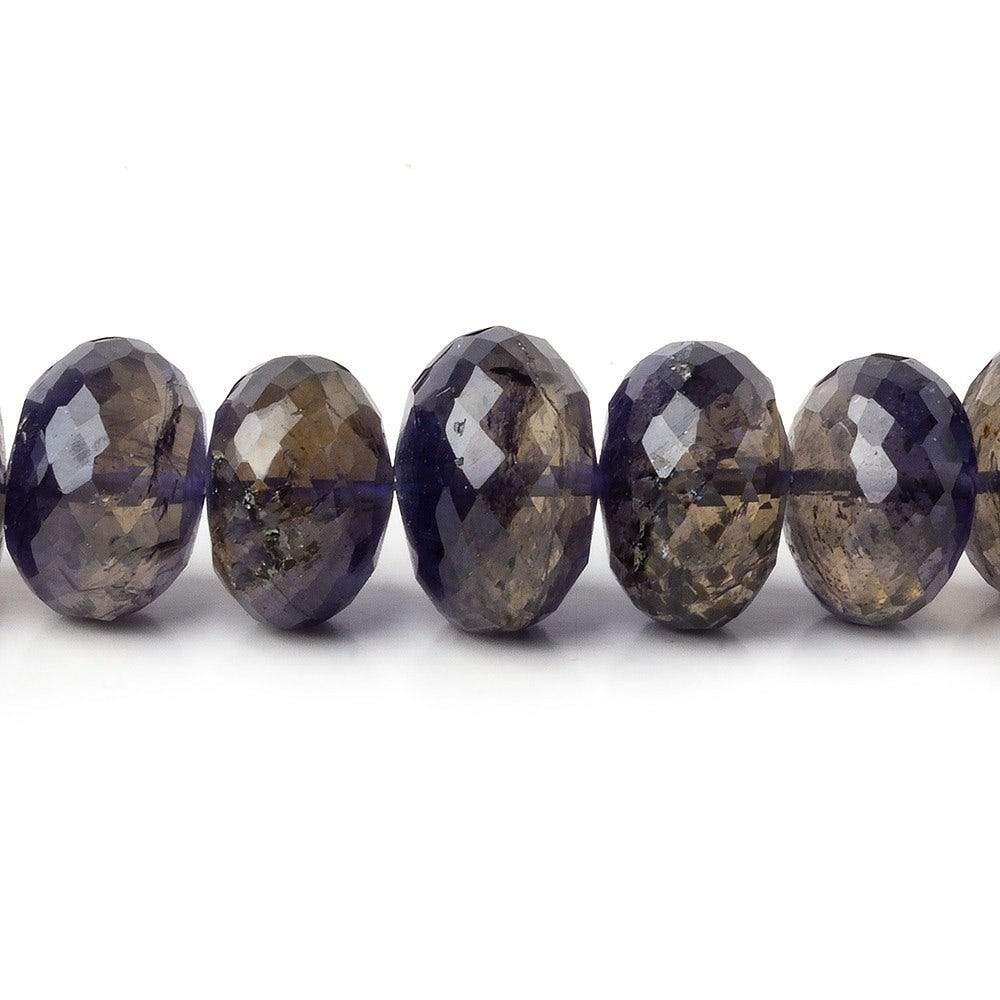 9mm - 12.5mm Iolite Faceted Rondelle Beads 16 inch 63 pcs AAA