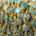 9mm Amazonite faceted coin Vermeil Bezel Chain by the foot 19 pcs