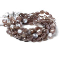 9mm Chocolate Brown Moonstone faceted coin beads 8 inch 23 pieces