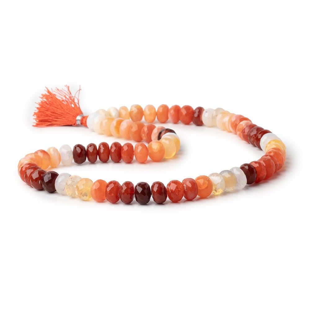 9mm Mexican Fire Opal Faceted Rondelle Beads 16 inch 64 pieces