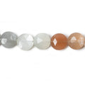 9mm Multi Color Moonstone faceted coin beads 8 inch 23 pieces