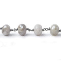 9mm Mystic Platinum Grey Moonstone faceted rondelle Black Gold Chain by the foot 24 pcs
