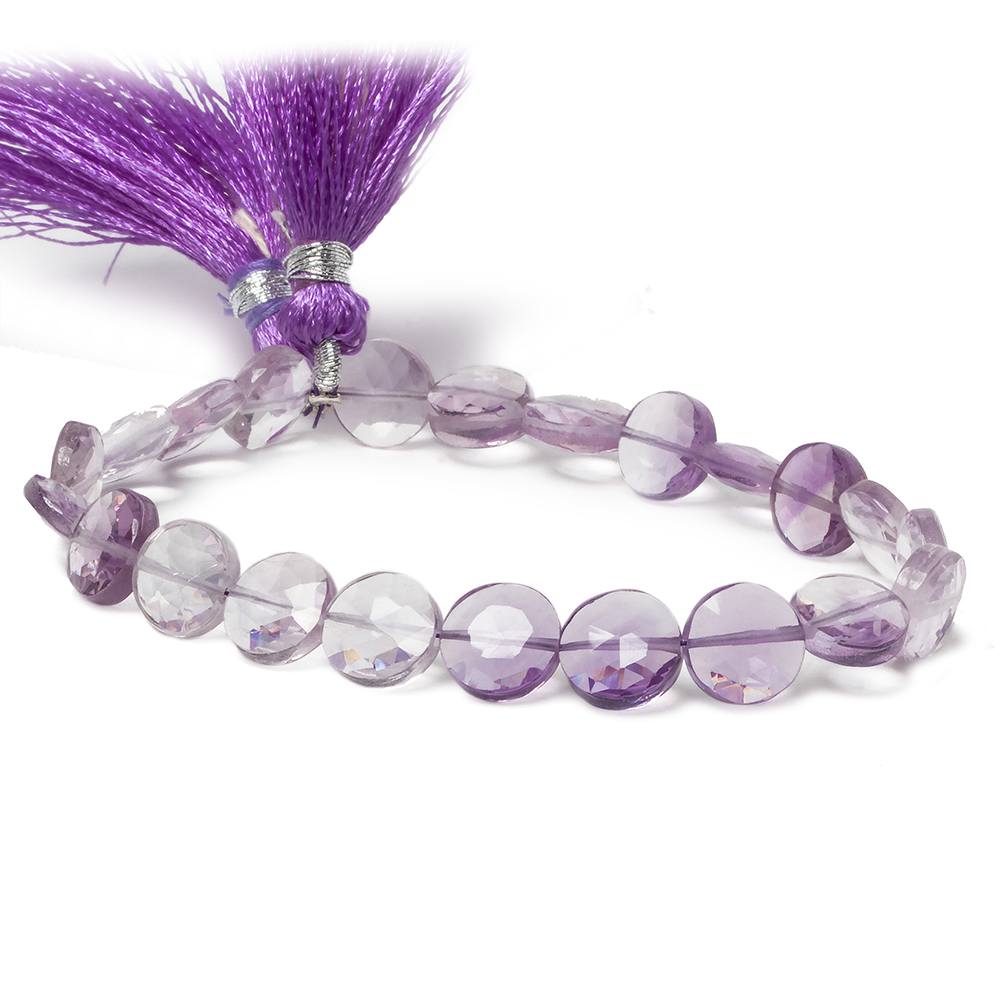 9mm Pink Amethyst faceted coin beads 8 inch 23 pieces
