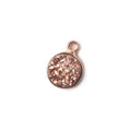 9mm Rose Gold Bezel Metallic Rose Drusy Coin Pendant  1 piece