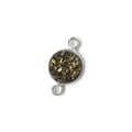 9mm Silver .925 Bezel Metallic Bronze Drusy Coin Connector 1 piece