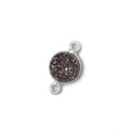 9mm Silver .925 Bezel Metallic Platinum Drusy Coin Connector 1 piece