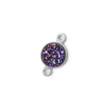9mm Silver .925 Bezel Mystic Peacock Drusy Drusy Coin Connector 1 piece