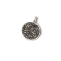 9mm Silver .925 Bezel Platinum Drusy Coin Pendant 1 piece with side facing ring