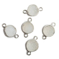 9mm Silver Bezel White Drusy Coin 2 ring Charm Connector 1 piece