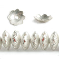 9mm Silver plated Brushed Scalloped Edge Bead Cap 7.5 inch 86 pieces