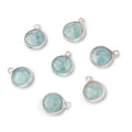 9mm Sterling Silver Bezel Milky Aquamarine Faceted Coin Pendant 1 Focal piece