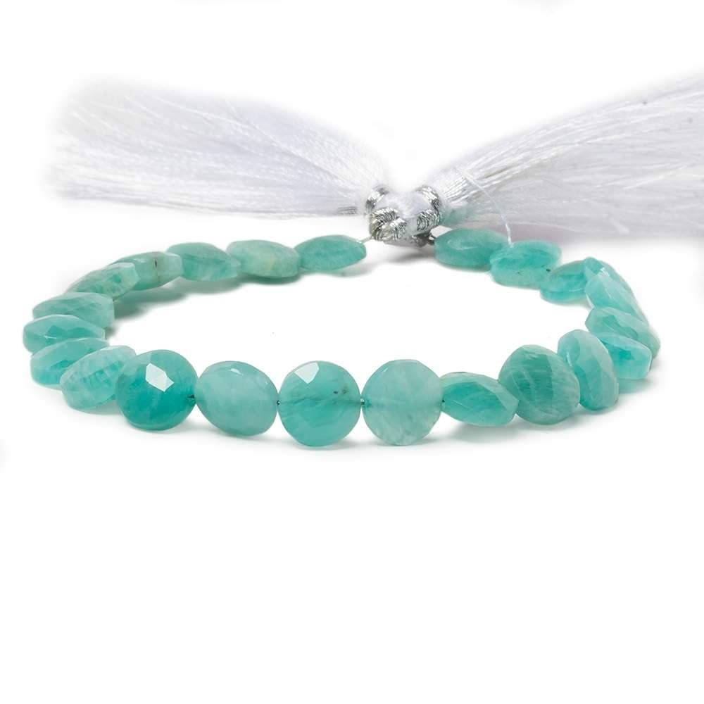 9mm Teal Amazonite faceted coin beads 8 inch 23 pieces