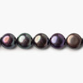 9mm Very Dark Peacock Button Freshwater Pearls 16 inch 45 pieces