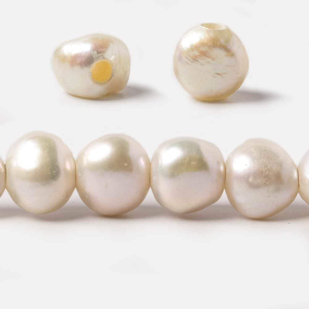 9x10-10x11mm Off White Baroque Large Hole Pearls 15 inch 40 pcs