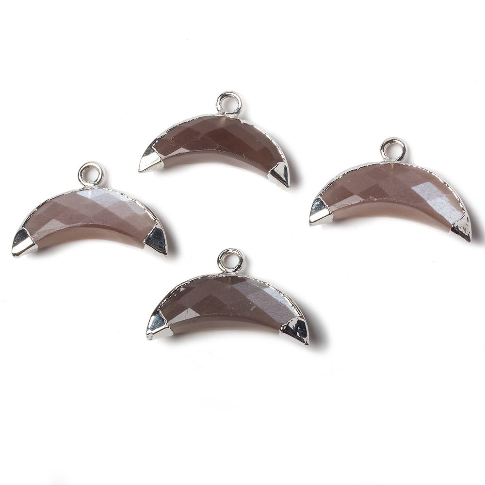 9x20mm Silver Leafed Chocolate Moonstone Cresent Moon Pendant 1 focal bead