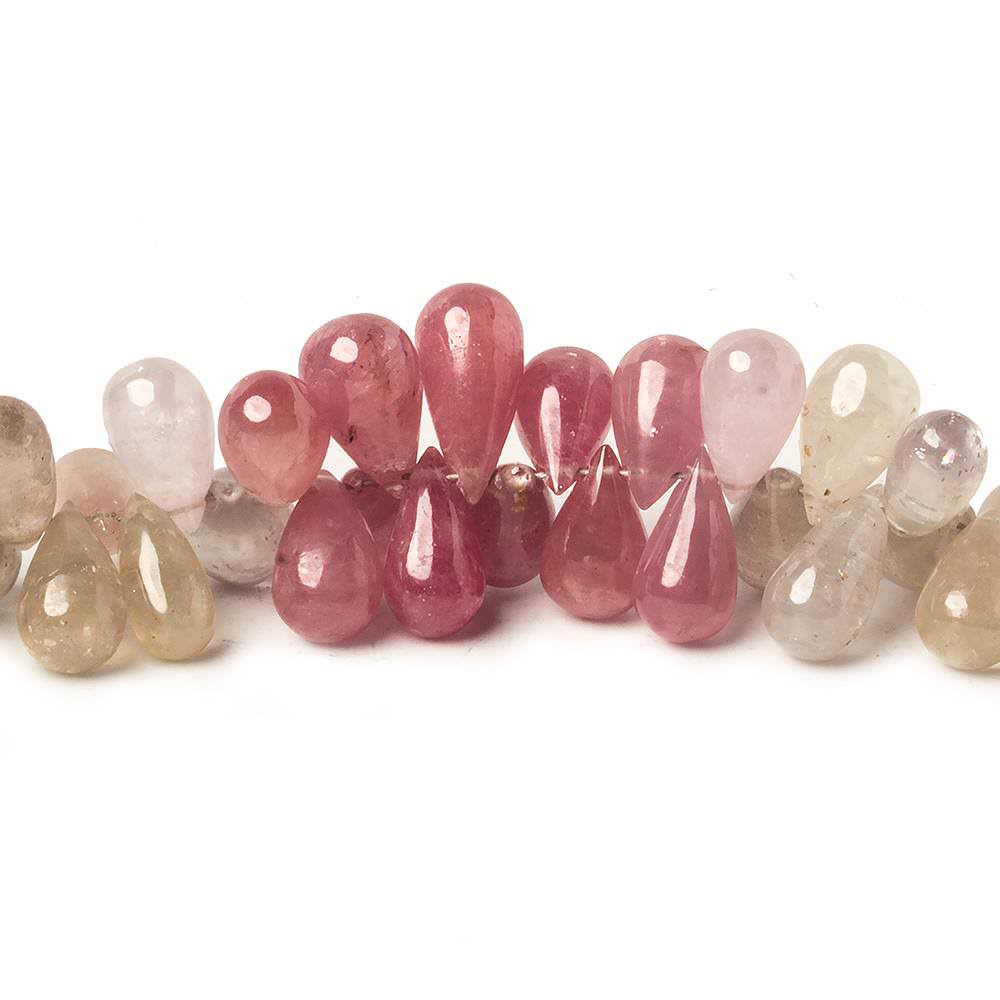 9x5 - 11x5mm Sapphire and Ruby Plain Tear Drop Beads 7 inch 82 pieces